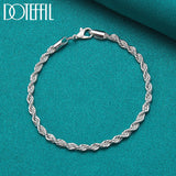 925 Silver Water Wave Chain Bracelet 4mm