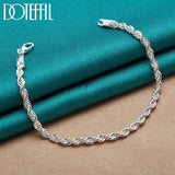925 Silver Water Wave Chain Bracelet 4mm
