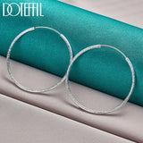 925 Silver 50mm/60mm Round Circle Matte Earrings Party Charm Wedding Jewelry