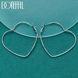 925 Silver Heart Hoop Earrings Wedding Engagement Party Jewelry