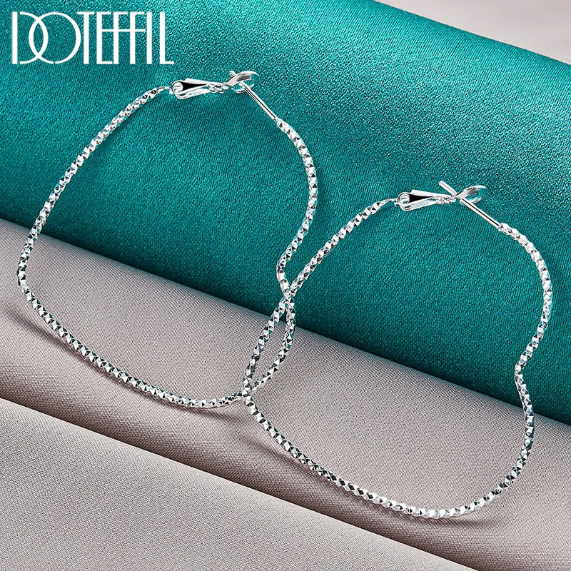 925 Silver Heart Hoop Earrings Wedding Engagement Party Jewelry