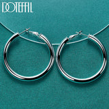 925 Silver 50mm Big Circle Hoop Earrings Wedding Jewelry
