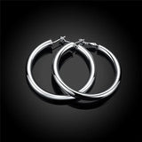 925 Sterling Silver Round Circle Hoop Earrings for Party Wedding Jewelry