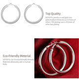 925 Sterling Silver Round Circle Hoop Earrings for Party Wedding Jewelry