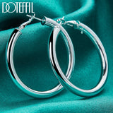 925 Sterling Silver Round Circle Hoop Earrings for Party Wedding Jewelry