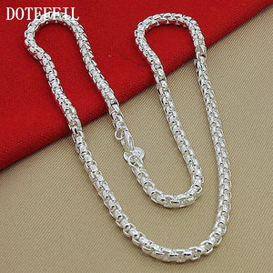 925 Silver 5mm Round Box Chain Necklace 18/20/24 Inch Woman Men Wedding Charm