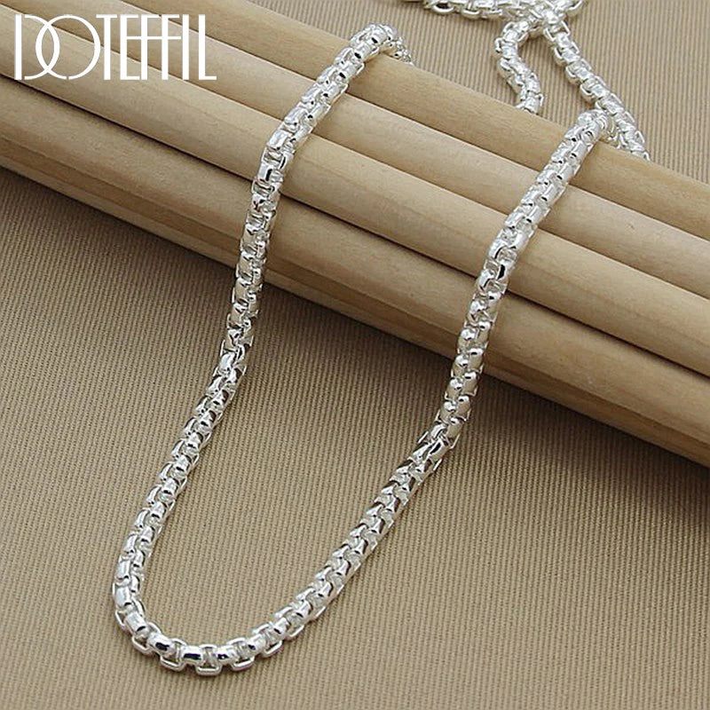 925 Silver 5mm Round Box Chain Necklace 18/20/24 Inch Woman Men Wedding Charm
