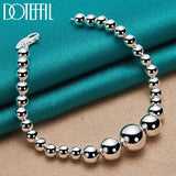 925 Silver Bead Ball Chain Bracelet Women Wedding Jewelry