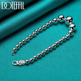 925 Silver Bead Ball Chain Bracelet Women Wedding Jewelry