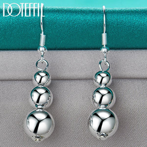 925 Silver Hollow Bead Ball Drop Earrings for Women Wedding Engagement Party