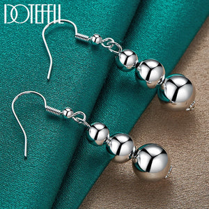 925 Silver Hollow Bead Ball Drop Earrings Wedding Charm Jewelry