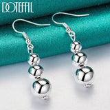 925 Silver Hollow Bead Ball Drop Earrings Wedding Charm Jewelry