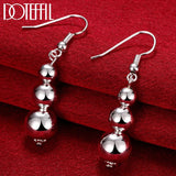 925 Silver Hollow Bead Ball Drop Earrings for Women Wedding Engagement Party