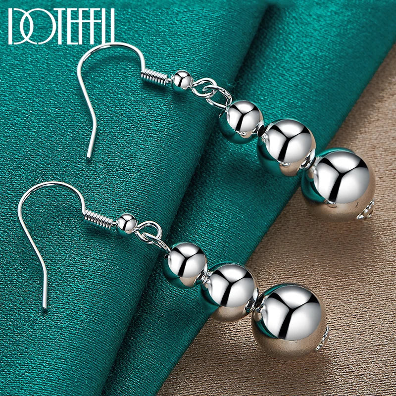 925 Silver Hollow Bead Ball Drop Earrings for Women Wedding Engagement Party