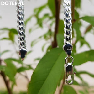 925 Sterling Silver 6MM Sideways Charm Necklace 45/50/60cm Wedding Jewelry