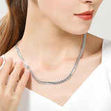 925 Sterling Silver 6MM Sideways Charm Necklace 45/50/60cm Wedding Jewelry