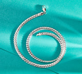 925 Sterling Silver 6MM Sideways Charm Necklace 45/50/60cm Wedding Jewelry