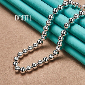 925 Silver 6mm 18in Beads Ball Chain Necklace Wedding Jewelry