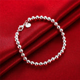 925 Silver Ball Bead Chain Bracelet For Women Charm Wedding Jewelry