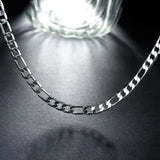 925 Silver 6mm Flat Chain 20 Inches Necklace Wedding Party Charm Jewelry
