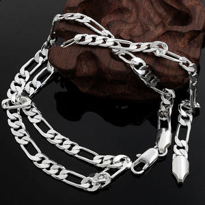 925 Silver 6mm Flat Chain 20 Inches Necklace Wedding Party Charm Jewelry