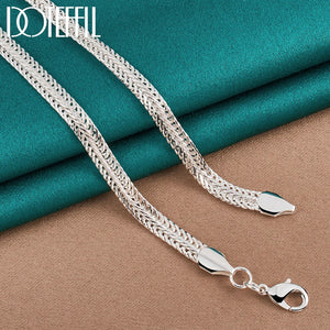 925 Silver Flat Snake Chain Necklace 6mm for Wedding Engagement
