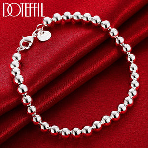 925 Silver 6mm Ball Bead Chain Bracelet Wedding Jewelry
