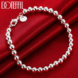 925 Silver 6mm Hollow Ball Bead Chain Bracelet Wedding Jewelry