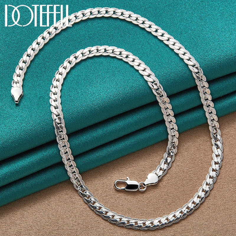 925 Silver 6mm Side Chain Necklace for Wedding Gift