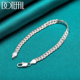 925 Silver 6mm Chain Bracelet Wedding Charm Jewelry