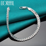 925 Silver 6mm Chain Bracelet Wedding Charm Jewelry