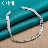925 Silver 6mm Side Chain Bracelet Wedding Charm Jewelry