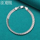 925 Silver 6mm Side Chain Bracelet Wedding Charm Jewelry