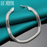 925 Silver 6mm Side Snake Chain Bracelet Wedding Engagement Party Jewelry