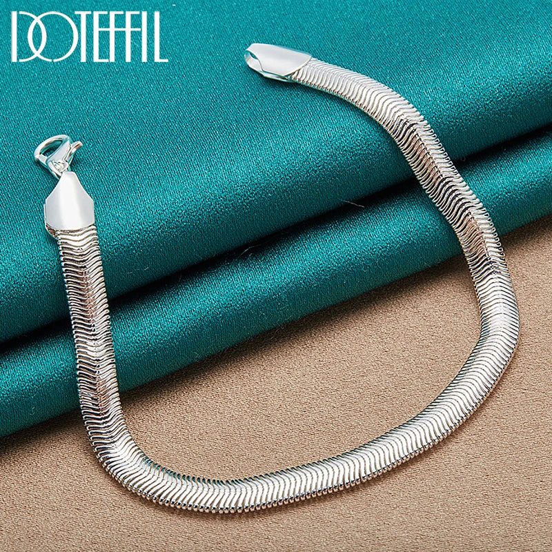 925 Silver 6mm Side Snake Chain Bracelet