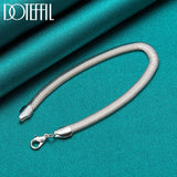 925 Silver 6mm Side Snake Chain Bracelet Wedding Engagement Party Jewelry