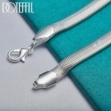 925 Silver 6mm Side Snake Chain Bracelet Wedding Engagement Party Jewelry