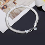 925 Sterling Silver 6mm Side Snake Chain Bracelet