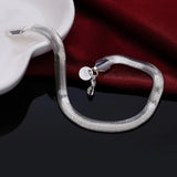 925 Silver 6mm Side Chain Bracelet Wedding Jewelry