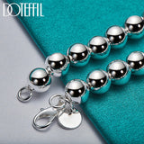 925 Silver 6mm Beads Bracelet Chain Women Wedding Jewelry