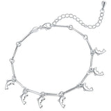 925 Silver 7 Dolphin Pendant Bracelet Chain Women Wedding Jewelry