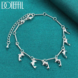 925 Silver Dolphin Pendant Bracelet Chain for Women