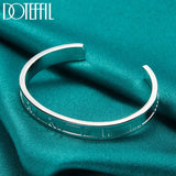 925 Silver Roman Numerals Bangle Bracelet For Woman Wedding Engagement