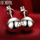 925 Sterling Silver Round Solid Bead Ball Stud Earrings