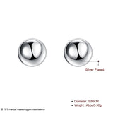 925 Sterling Silver Round Solid Bead Ball Stud Earrings