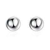 925 Sterling Silver Round Solid Bead Ball Stud Earrings
