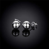 925 Sterling Silver Round Solid Bead Ball Stud Earrings