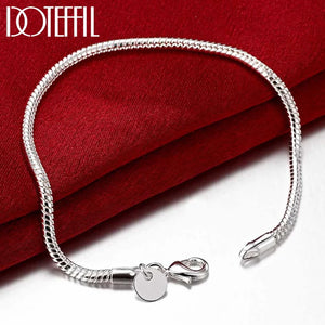 925 Sterling Silver 8 Inch Snake Chain Bracelet for Women