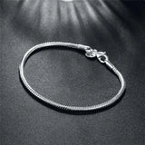 925 Sterling Silver 8 Inch Snake Chain Bracelet for Women
