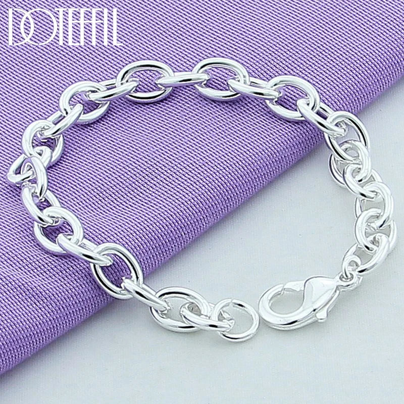 925 Sterling Silver 8 Inch Chain Bracelet Wedding Engagement Party Jewelry